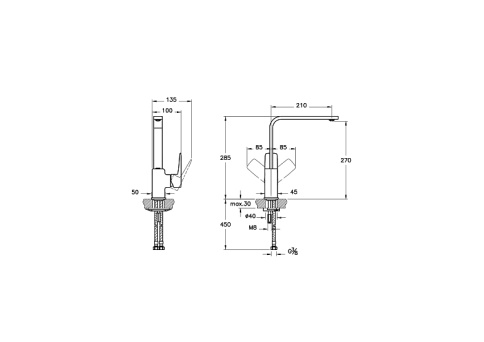 A4275334EXP Root Square Смеситель для кухни никель VITRA фото 2