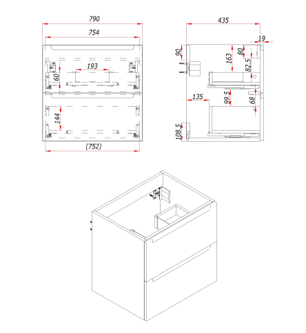 D80RAL Тумба под раковину/столешницу Дион 80 Окрашивание по RAL фото 2