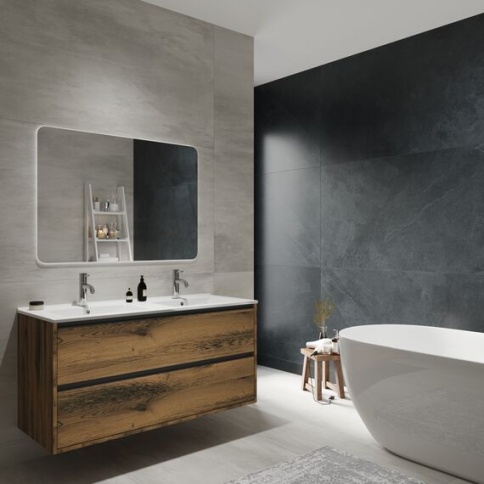 NS2001-120 Раковина с двумя чашами накладная 120см белая OLIVEEKA фото 2