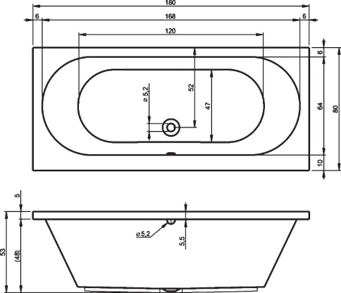 B056001005 CAROLINA 180 Ванна 180x80 RIHO фото 2