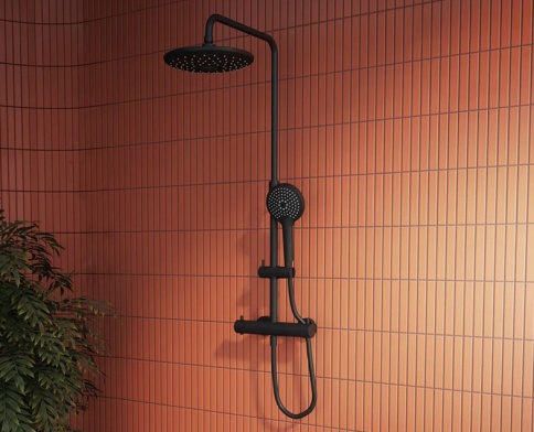 A4720536EXP Aquaheat Bliss 240 2F Душевая колонна с термостатом матовый черный VITRA фото 2