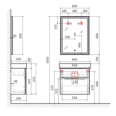 *Тумба Folk 65 подвесная антрацит JORNO фото 6