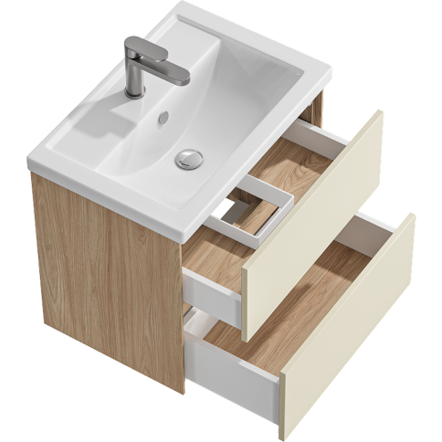 KN0106ZHL Подвесная тумба с двумя ящиками 61 см Цвет Жемчужный лён AQWELLA фото 2