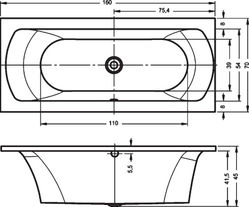 B050001005 LIMA Ванна 160x70 RIHO фото 2