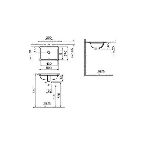5474B003-0618 S20 Раковина встраиваемая снизу 43 см белая VITRA фото 2