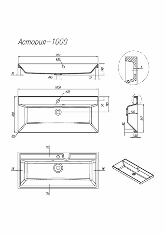 4640201863460 Раковина Астория 100 антрацит JORNO фото 2