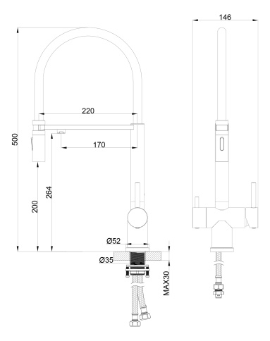 OL-458009-BGM Кухонный смеситель с гибким изливом оружейный металл OLIVEEKA фото 3