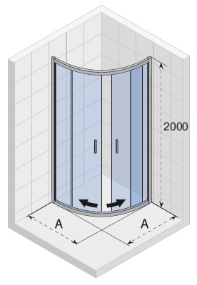 HAMAR 2.0 R309-90/90 матовое стекло душевое ограждение, хром RIHO фото 2