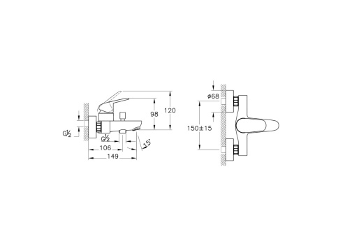 A43057EXP1 Flow Round Смеситель для ванны (без душевого гарнитура) хром VITRA фото 5