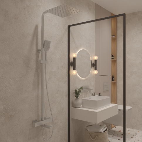 OL-739901-CR D-LINE Душевая стойка с термостатом хром OLIVEEKA фото 2