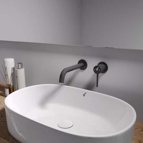 OL-88869017-MB Y-LINE Смеситель для раковины настенный черный матовый OLIVEEKA фото 2