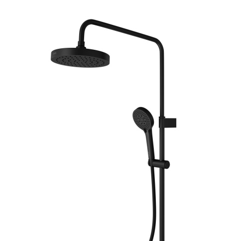 A4730336EXP BASE Round Душевая стойка с термостатом с изливом, верхним и ручным душами черный матовый VITRA фото 5