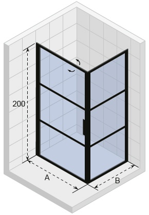 GRID GB201 900 x 1000 x 2000 душевое ограждение, черный RIHO фото 2