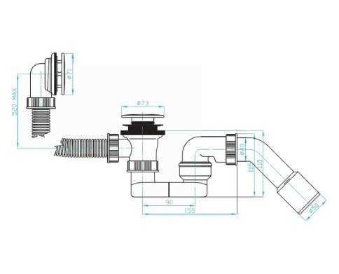 EVK0141 Слив-перелив Click-Clack хром, L=550мм фото 2
