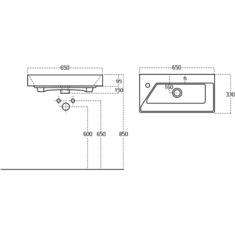 *17065-KL Раковина Слим Синерджи 65 белый JORNO фото 4