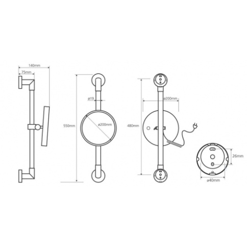 112101162e Косметическое зеркало d.200 мм на штанге хром BEMETA фото 2