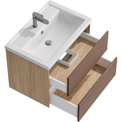 KN0107PG Подвесная тумба с двумя ящиками 71 см Цвет Пудровая глина AQWELLA фото 2