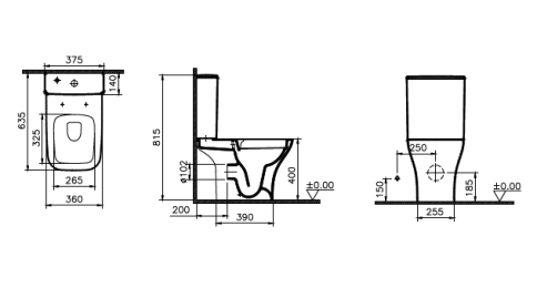 9843B003-7201 Polar Напольный безободковый унитаз Open-back с бачком и сиденьем микролифт фото 4