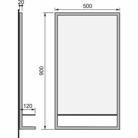 Ste.02.50/Pld/B Зеркало Steal 50 с полкой и держателем черный матовый JORNO фото 3