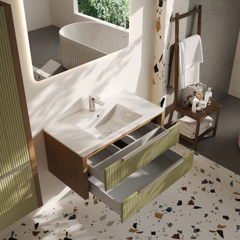 V80Z Тумба под раковину/столешницу Валенсия 80 Зеленый тростник (RAL 6013) фото 4