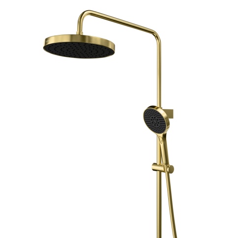 A4730925EXP CORE Round Душевая стойка с термостатом с изливом, верхним и ручным душами золото брашированное VITRA фото 5