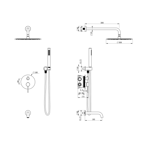 OL-88939017-BN Y-LINE Комплект встраиваемой душевой системы на 3 потребителя брашированный никель OLIVEEKA фото 2