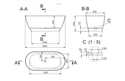 1.01.001.11.3 VENUS Ванна 168x80 Soft Rock Color палитра RAL HOLBI фото 4