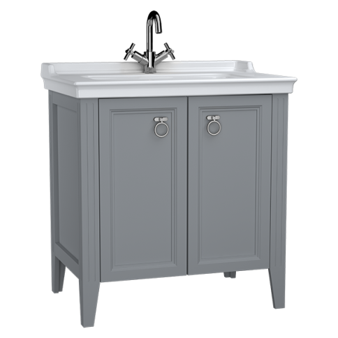 62154 Valarte тумба 80 см с раковиной с дверцами цвет серый матовый VITRA фото 1