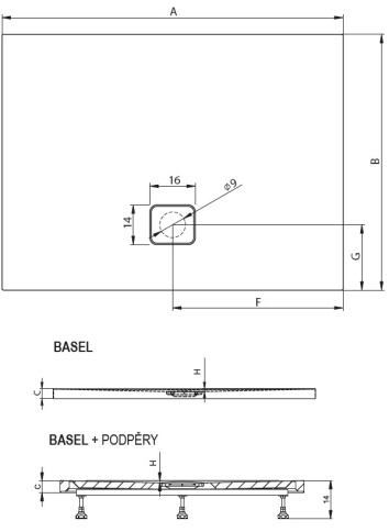 D005039005 Душевой поддон BASEL 432 120x100 белый с сифоном RIHO фото 2