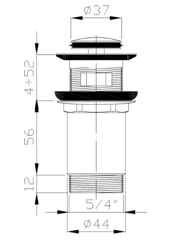 EUVCR01 Выпуск Click-Clack для раковины с переливом (латунь) хром PLASTBRNO фото 2