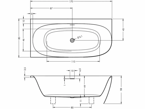 B097001005 OMEGA CORNER Ванна 170x80 RIHO фото 3