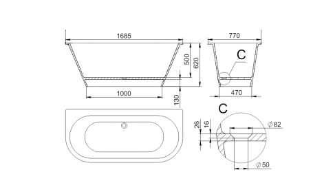 2.01.003.44.4 GALATEA Ванна 170x77 Nano Concrete бетон HOLBI фото 2
