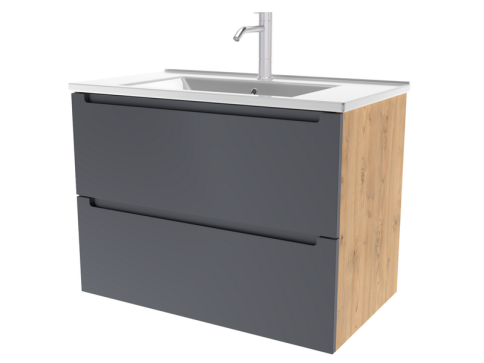 D100GD Тумба под раковину/столешницу Дион 100 Графит мат/Дуб фото 1