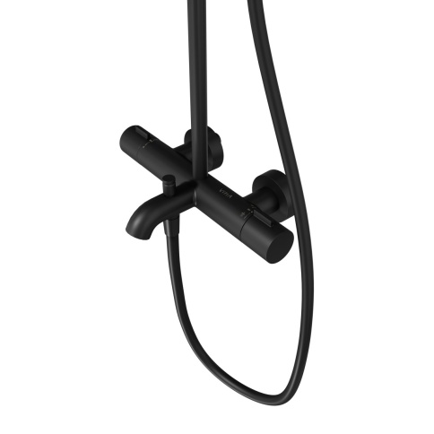 A4730336EXP BASE Round Душевая стойка с термостатом с изливом, верхним и ручным душами черный матовый VITRA фото 4