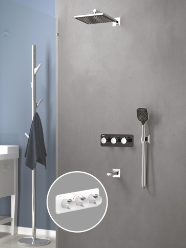 T4000C Встраиваемый термостатический смеситель Lande с изливом душевой лейкой и головным душем хром TESKA фото 2