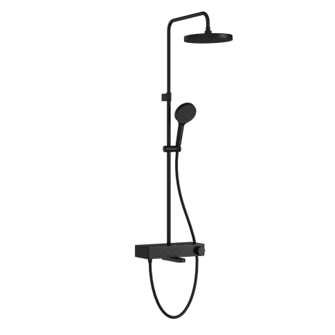 A4730936EXP CORE Round Душевая стойка с термостатом с изливом, верхним и ручным душами черный матовый VITRA фото 1