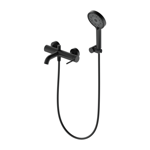 OL-639017-MB Y-LINE Смеситель для ванны с душевым гарнитуром черный матовый OLIVEEKA фото 1