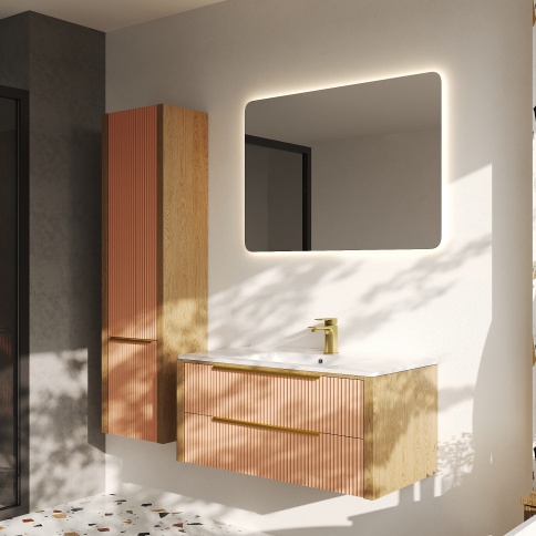 V90L Тумба под раковину/столешницу Валенсия 90 Бежево-розовый (RAL 3012) фото 3