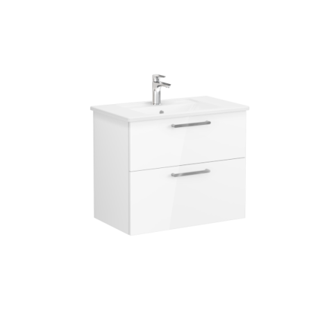 66306 Root Тумба 80 см с раковиной 2 ящика глянцевый белый VITRA фото 1