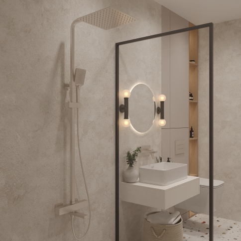 OL-739901-BN D-LINE Душевая стойка с термостатом брашированный никель OLIVEEKA фото 2