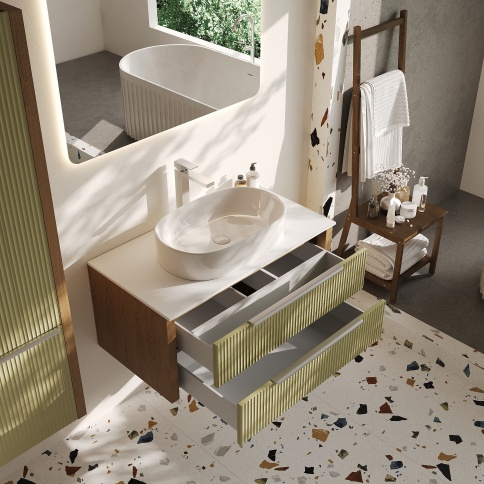 V100Z-KPW Тумба со столешницей Валенсия 100 Зелeный тростник (RAL 6013) фото 5