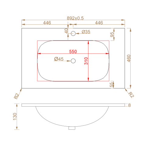 F90WF Раковина накладная Solid Flow 90см белый матовый OLIVEEKA фото 9