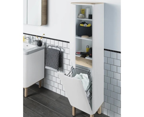 60854 Sentо Пенал с корзиной для белья 40 см цвет матовый белый левый  VITRA фото 3