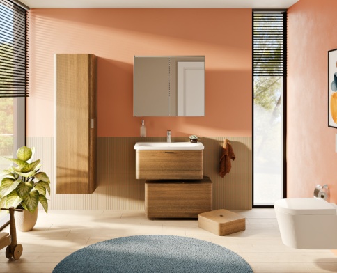 66911 Зеркало-шкаф 80 см с подсветкой и розеткой антрацит VITRA фото 2