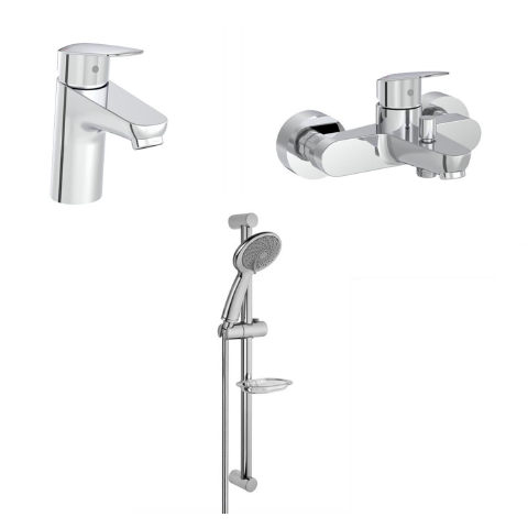 A42302EXP FLOW ROUND набор смесителей для раковины и ванны с душевым гарнитуром хром VITRA фото 1