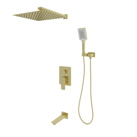 OL-88939003-BG D-LINE Комплект встраиваемой душевой системы на 3 потребителя матовое золото OLIVEEKA фото 1