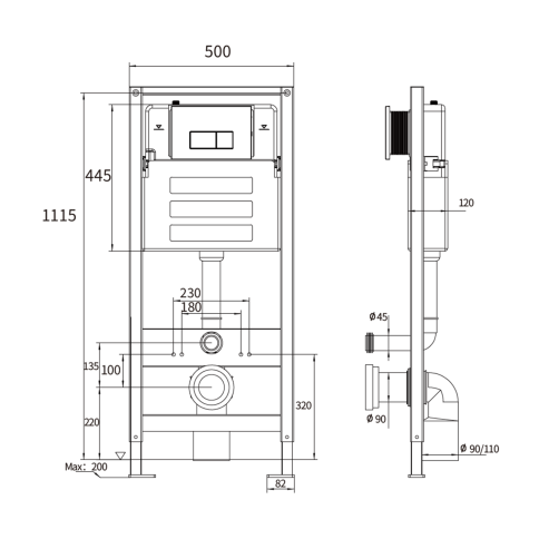 OL-MQ-003 Инсталляция для подвесного унитаза OLIVEEKA фото 8
