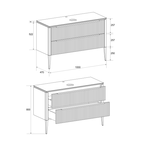 V100S-KPW Тумба со столешницей Валенсия 100 Камень (RAL 7047) фото 4