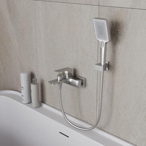 OL-639003A-BN D-LINE Смеситель для ванны с душевым гарнитуром брашированный никель OLIVEEKA фото 2