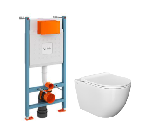 9873B003-7205 Комплект унитаза с инсталляцией Vitra Mia Round с сиденьем микролифт (БЕЗ ПАНЕЛИ СМЫВА) фото 1